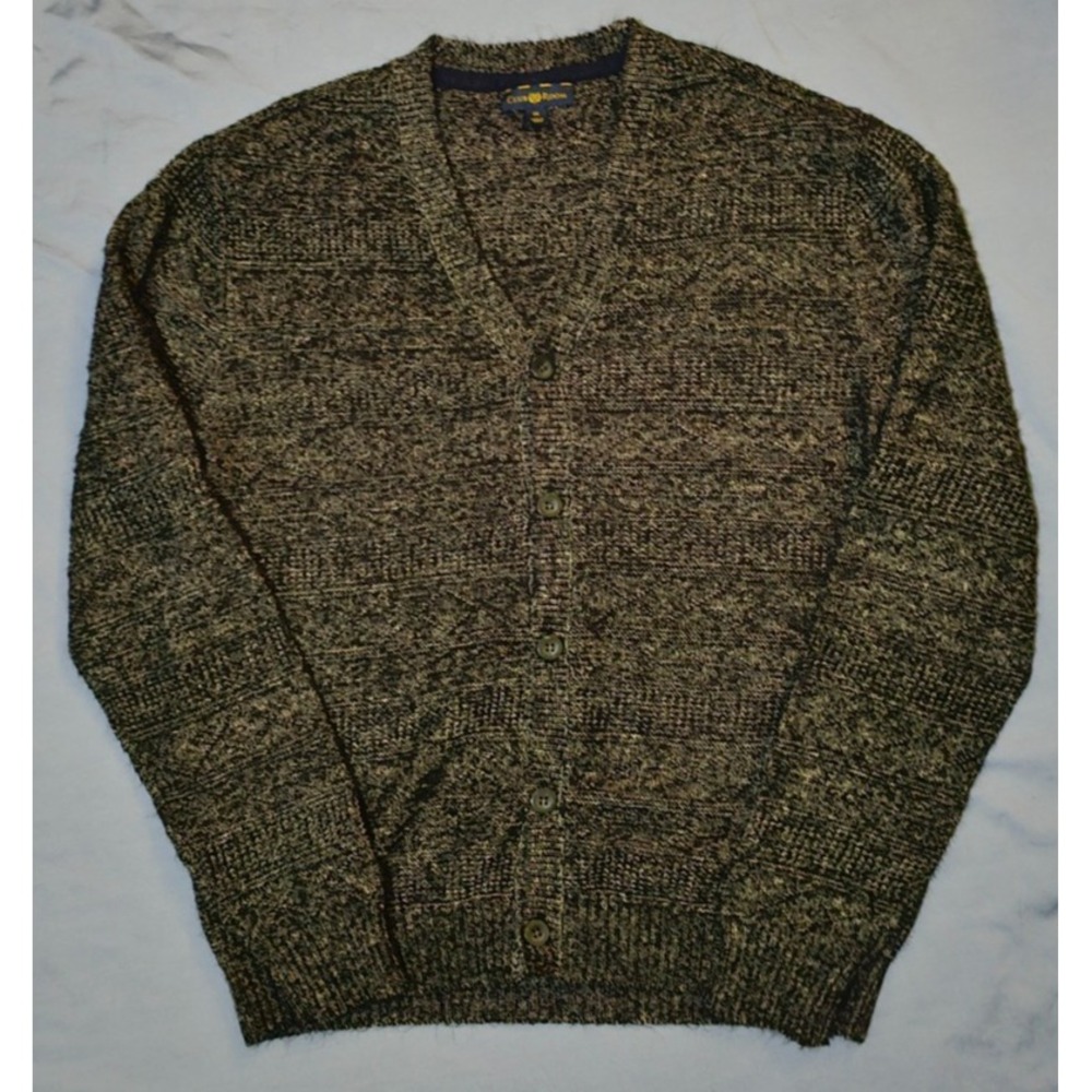 Club Room Men's‎ Button Front Cardigan Sweater Black/White Size Medium